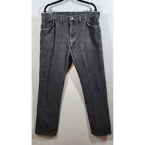 Vintage Wrangler Jeans Mens 38x34 Black Denim Straight Leg Made USA 90s Pants